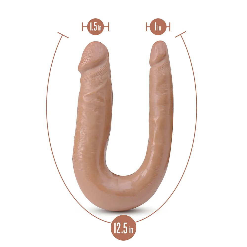 Dr. Skin Mini Double Dong Realistic 12 in. Dual-Ended Dildo Tan thumbnail