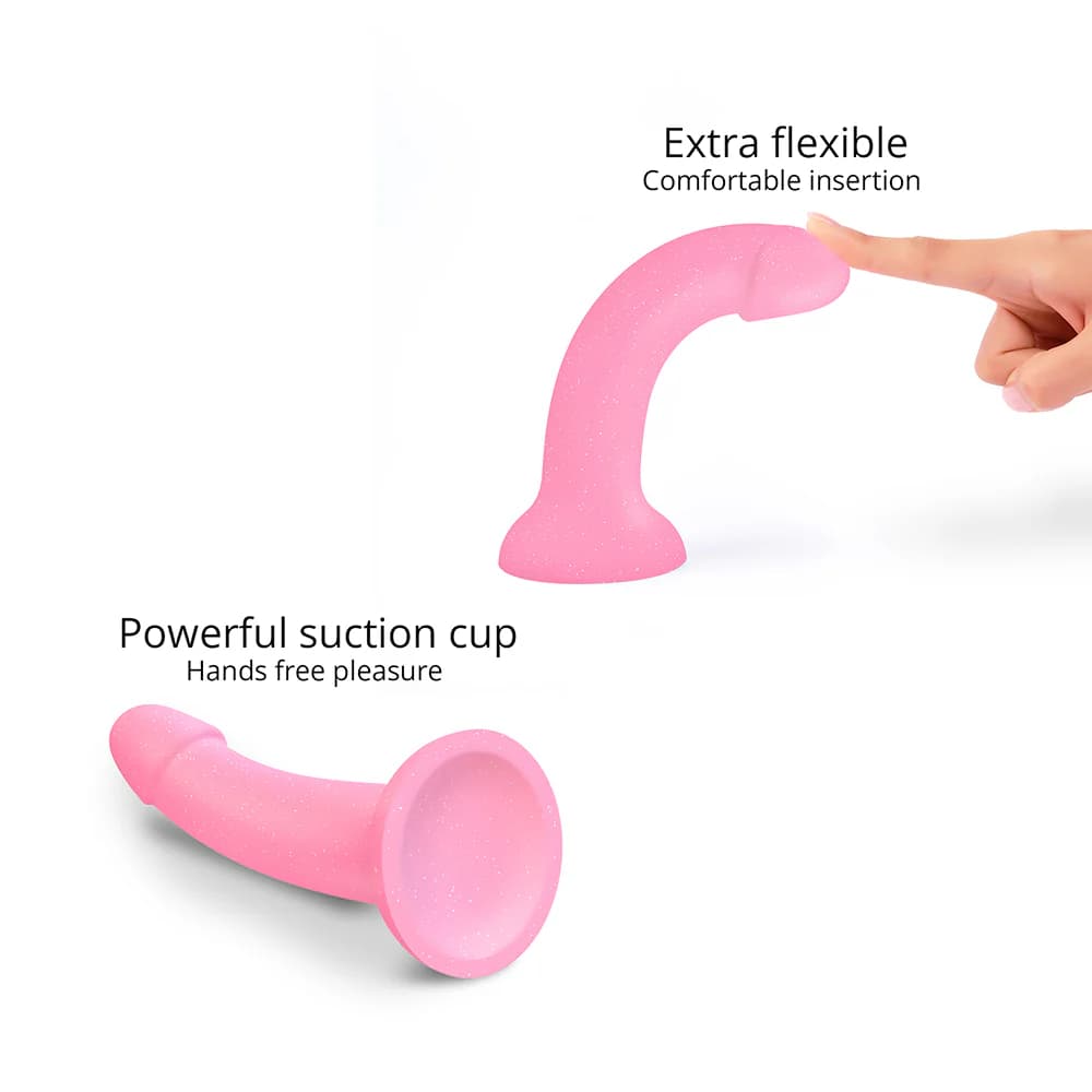 Love to Love Dildolls Glitzy 7 in. Silicone Dildo Pink Glitter thumbnail