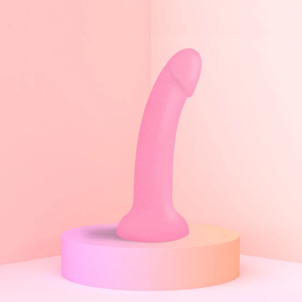 Love to Love Dildolls Glitzy 7 in. Silicone Dildo Pink Glitter thumbnail 5