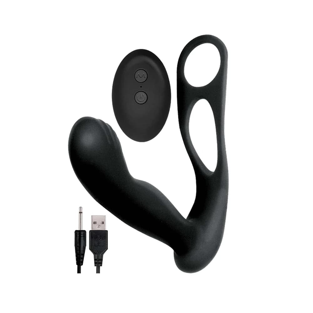 Butts Up Prostate Massager With Scrotum & Cock Ring Black thumbnail