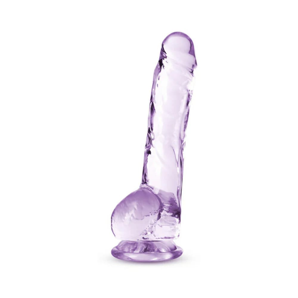 Naturally Yours Crystalline 8 in. Dildo with Balls Amethyst thumbnail