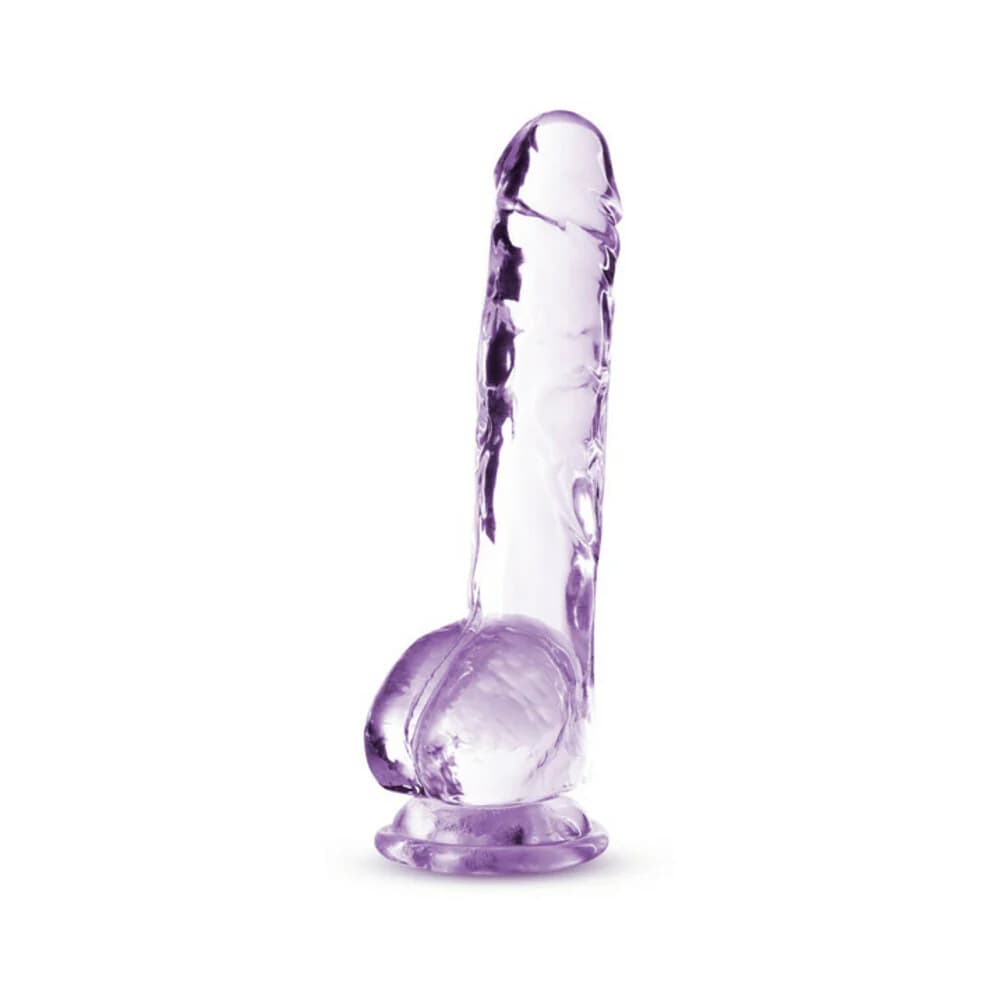 Naturally Yours Crystalline 8 in. Dildo with Balls Amethyst thumbnail