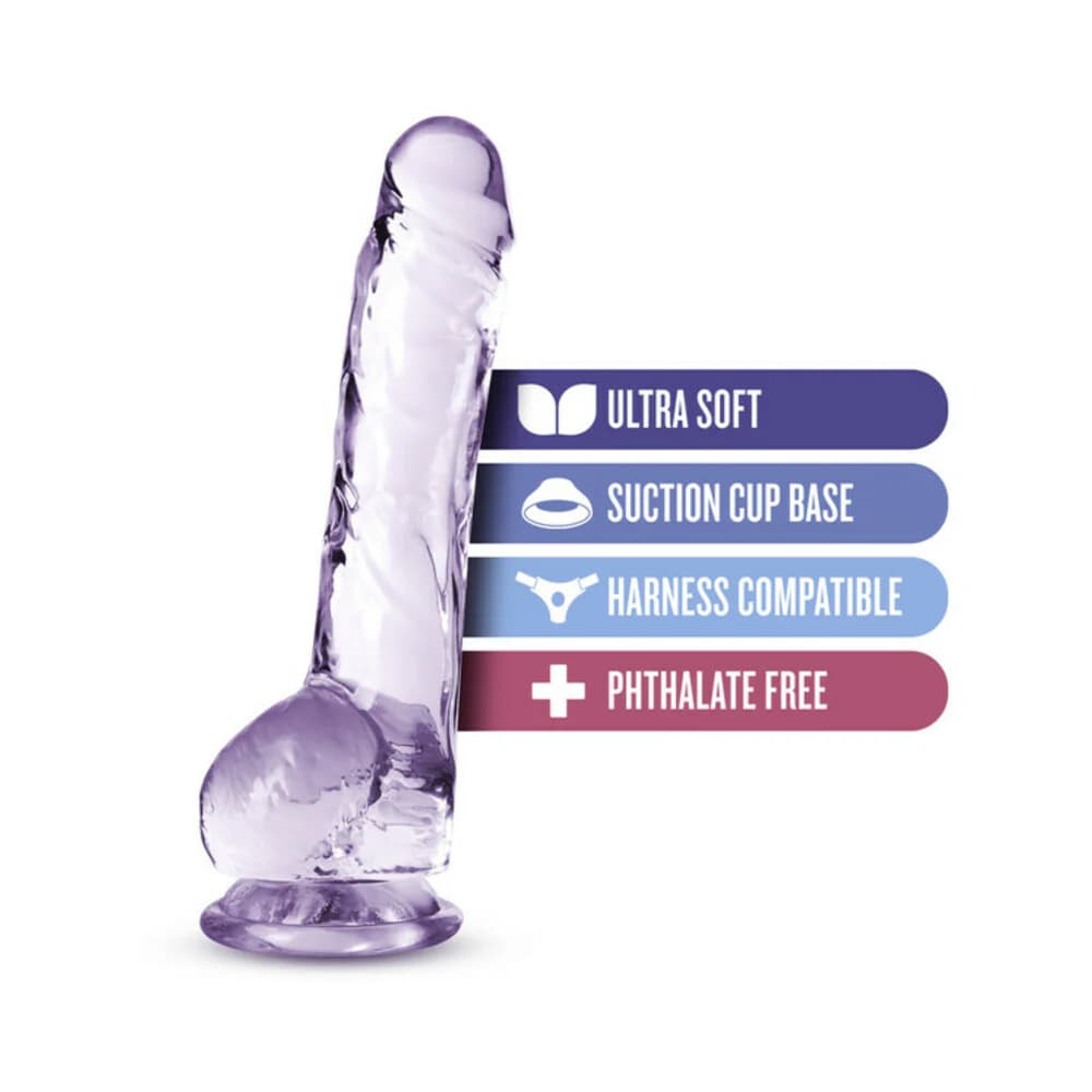 Naturally Yours Crystalline 8 in. Dildo with Balls Amethyst thumbnail