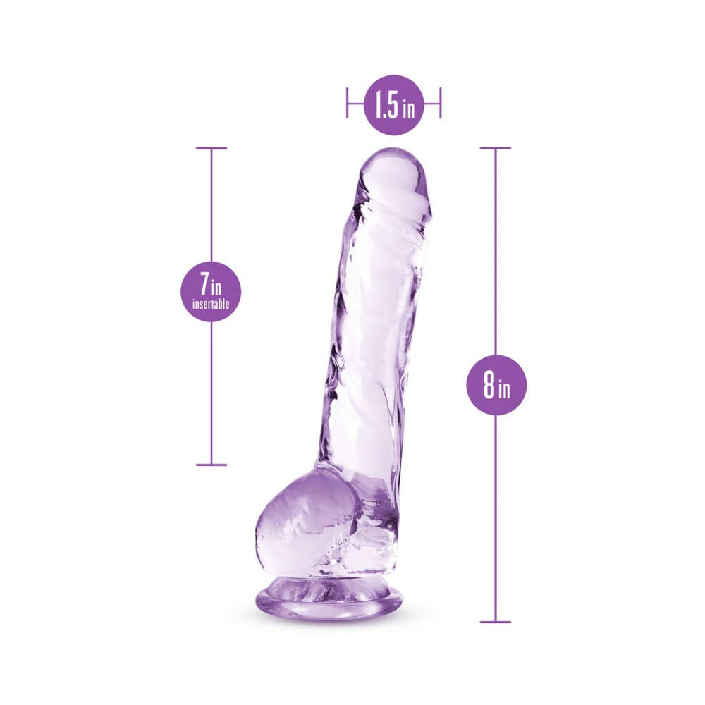 Naturally Yours Crystalline 8 in. Dildo with Balls Amethyst thumbnail 6