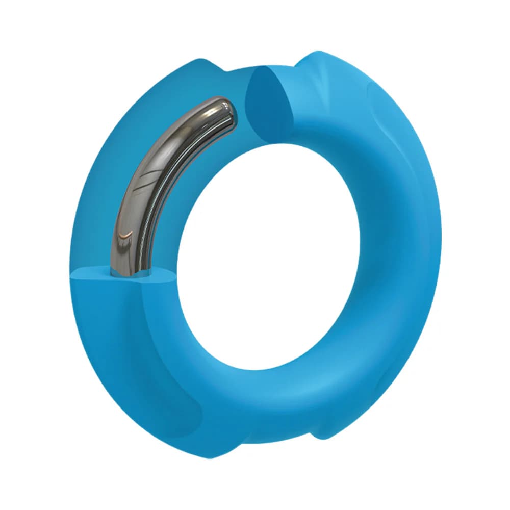 OptiMALE FlexiSteel Silicone, Metal Core Cock Ring 35 mm Blue thumbnail 5
