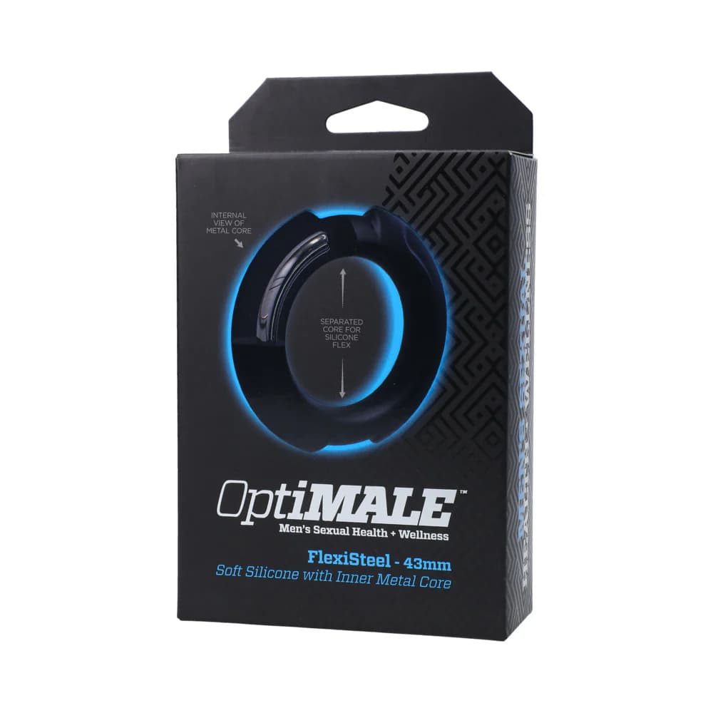 OptiMALE FlexiSteel Silicone, Metal Core Cock Ring 43 mm Black thumbnail 6
