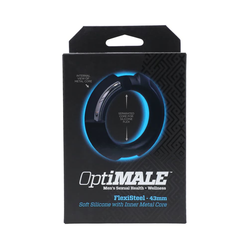 OptiMALE FlexiSteel Silicone, Metal Core Cock Ring 43 mm Black thumbnail 7