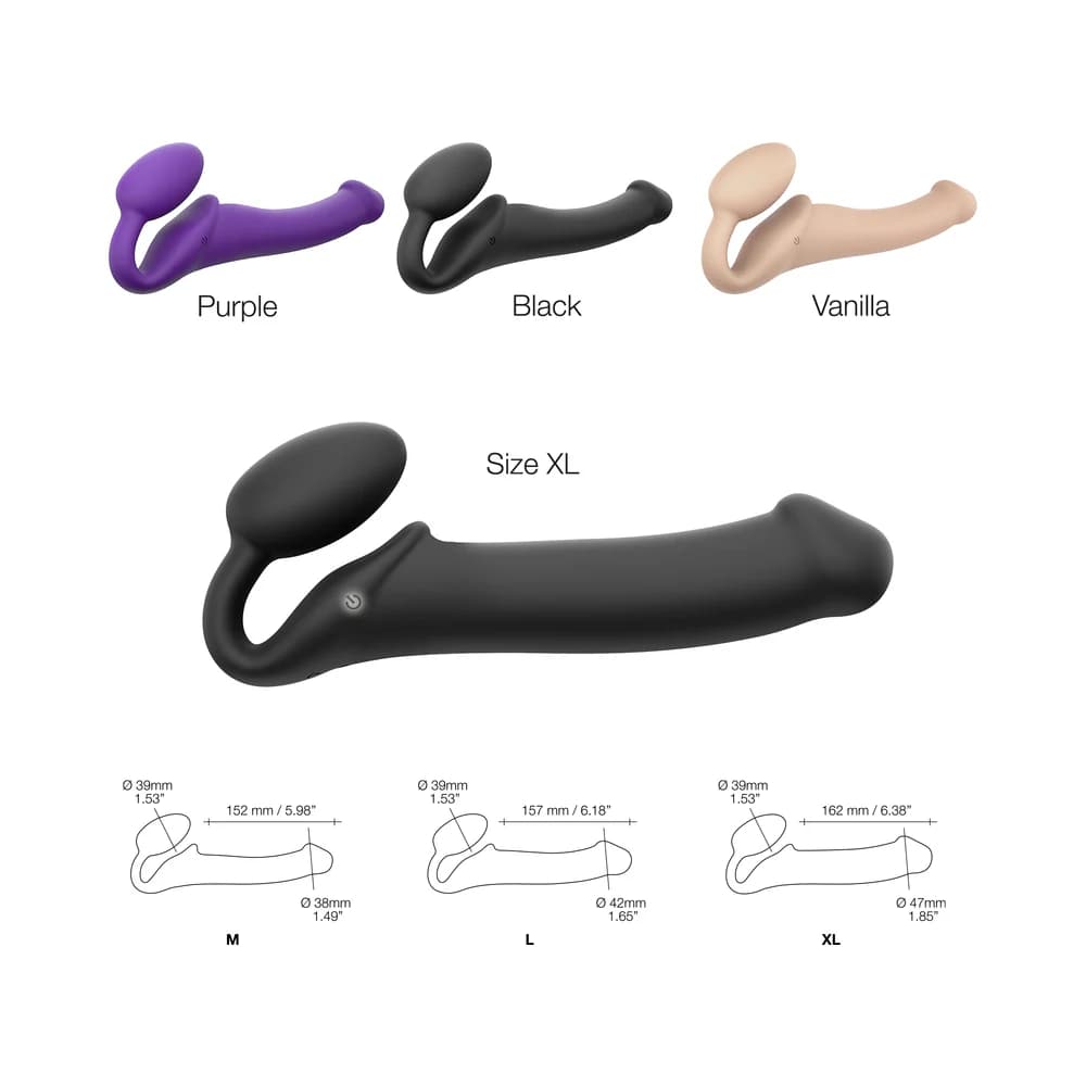Strap-On-Me Rechargeable Remote-Controlled Silicone Vibrating Bendable Strap-On Black XL thumbnail 5