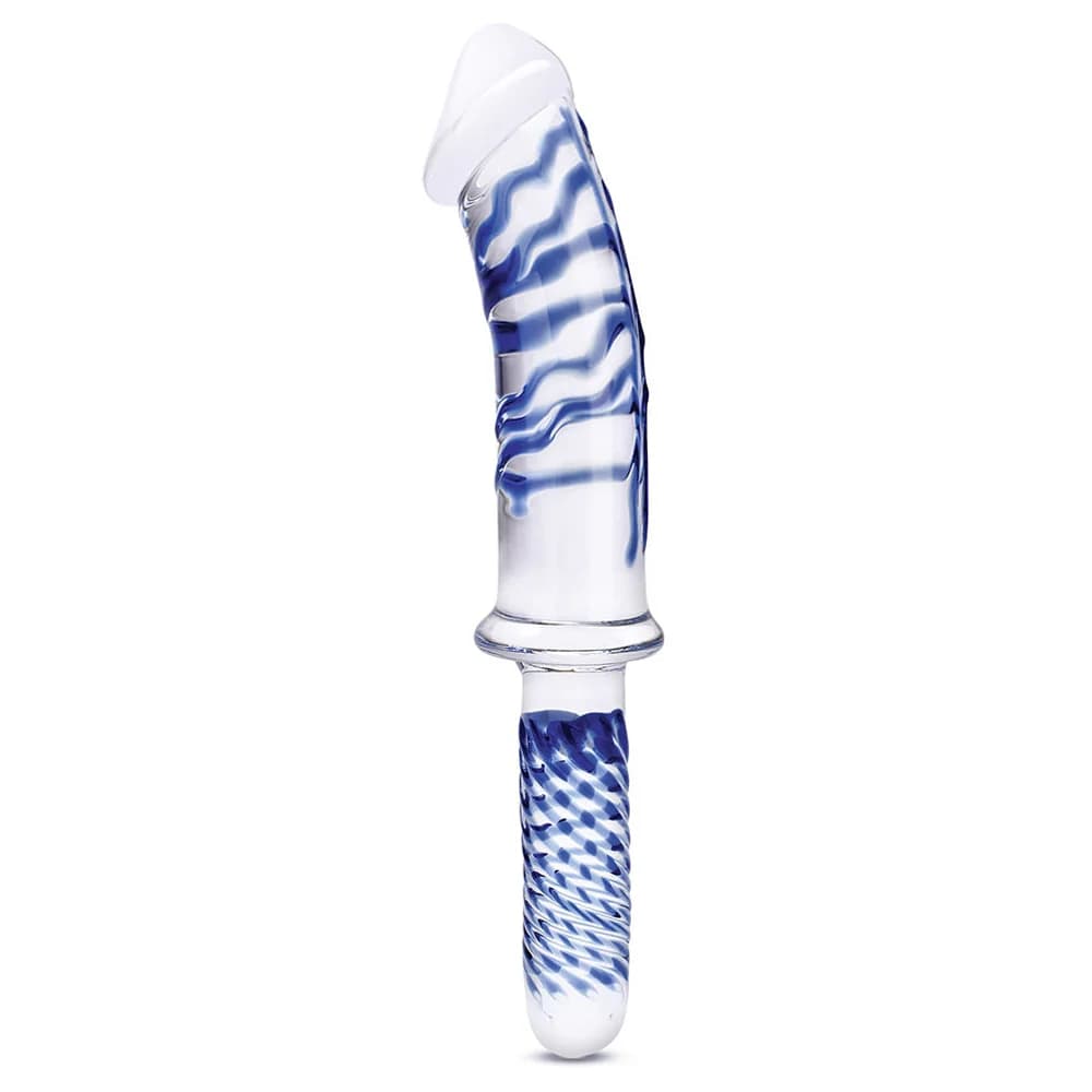 Glas 11 in. Realistic Double Ended Glass Dildo with Handle thumbnail