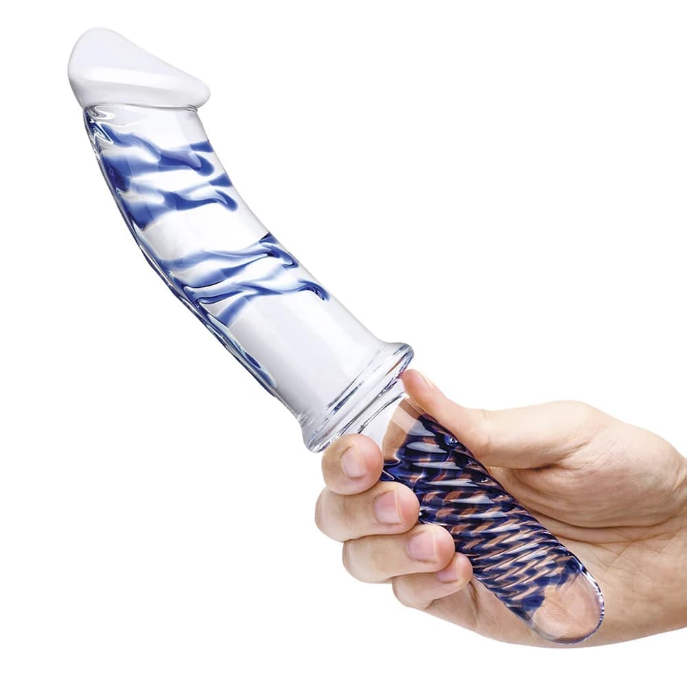 Glas 11 in. Realistic Double Ended Glass Dildo with Handle thumbnail 6