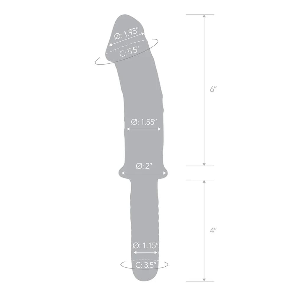 Glas 11 in. Realistic Double Ended Glass Dildo with Handle thumbnail 8