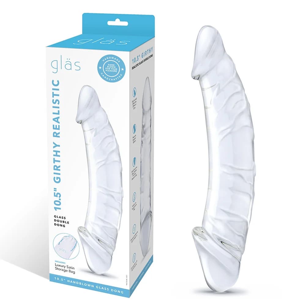 Glas 10.5 in. Girthy Realistic Glass Double Dong Dildo thumbnail