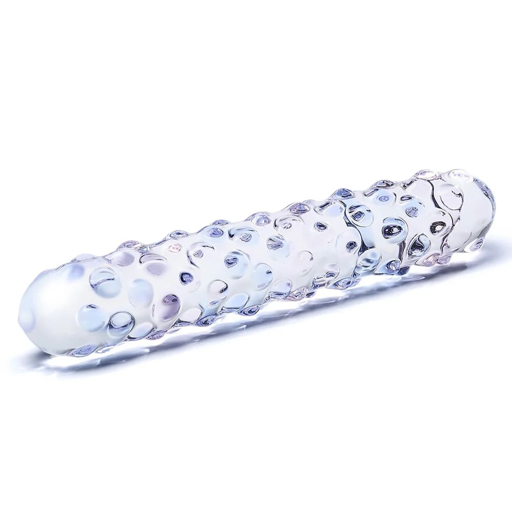 Glas 9 in. Purple Rose Nubby Glass Dildo thumbnail