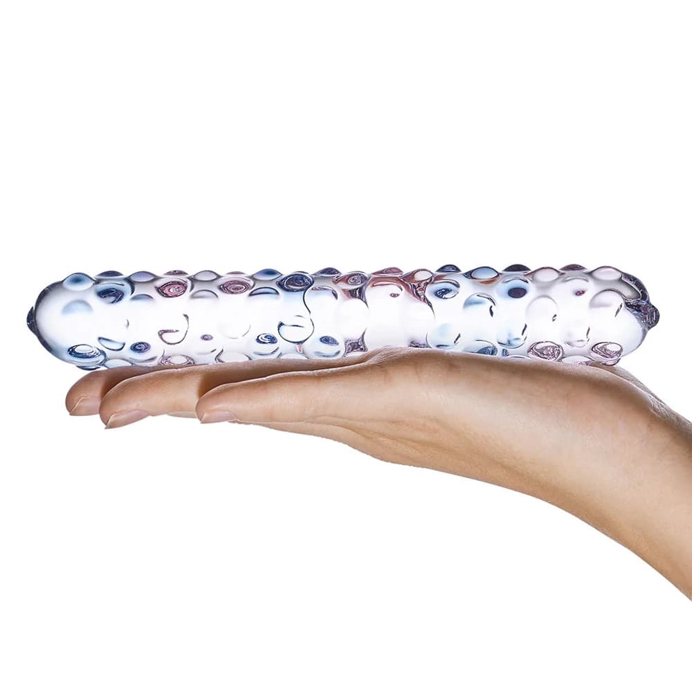 Glas 9 in. Purple Rose Nubby Glass Dildo thumbnail 6