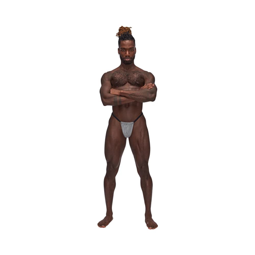 Male Power Sexagon Posing Strap Gray O/S thumbnail 2