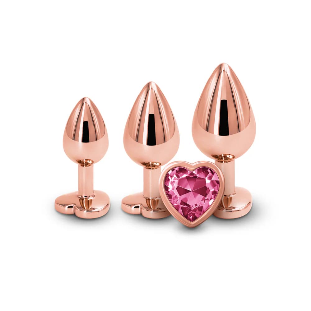 Rear Assets 3-Piece Metal Plug Kit Rose Gold/Pink Heart thumbnail
