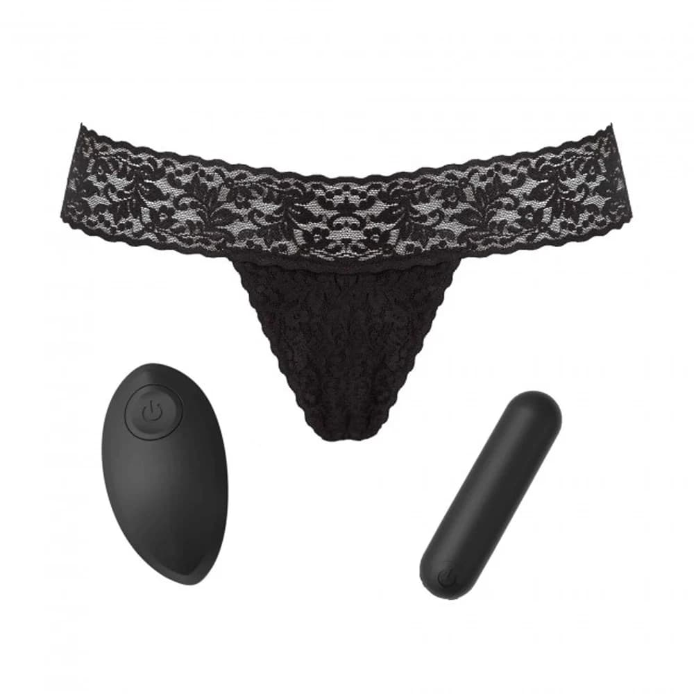 Love to Love Secret Panty 2 Rechargeable Vibrating Panty Set With Remote Black Onyx (box) thumbnail