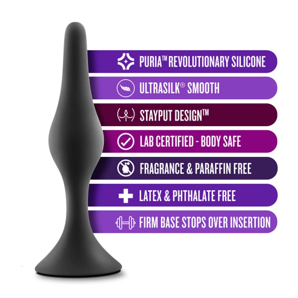 Anal Adventures Platinum Silicone Beginner Plug Medium Black thumbnail 6