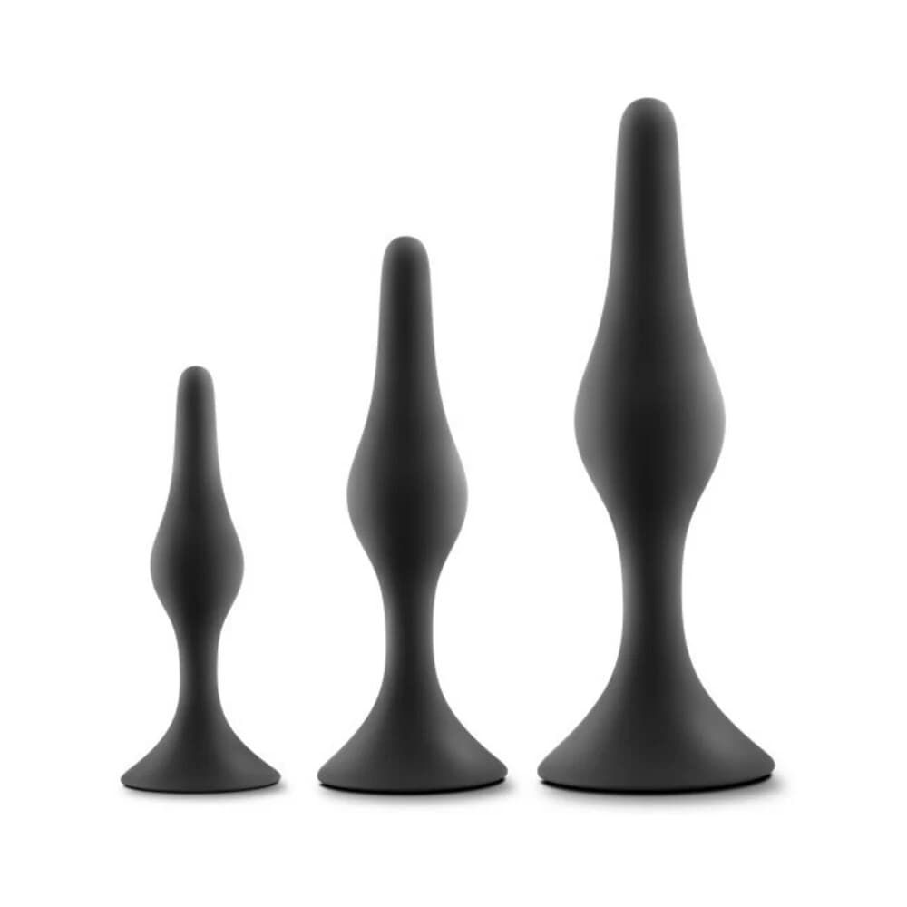 Anal Adventures Platinum Silicone 3-Piece Beginner Plug Kit Black thumbnail 3