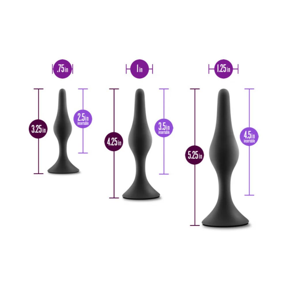 Anal Adventures Platinum Silicone 3-Piece Beginner Plug Kit Black thumbnail 4