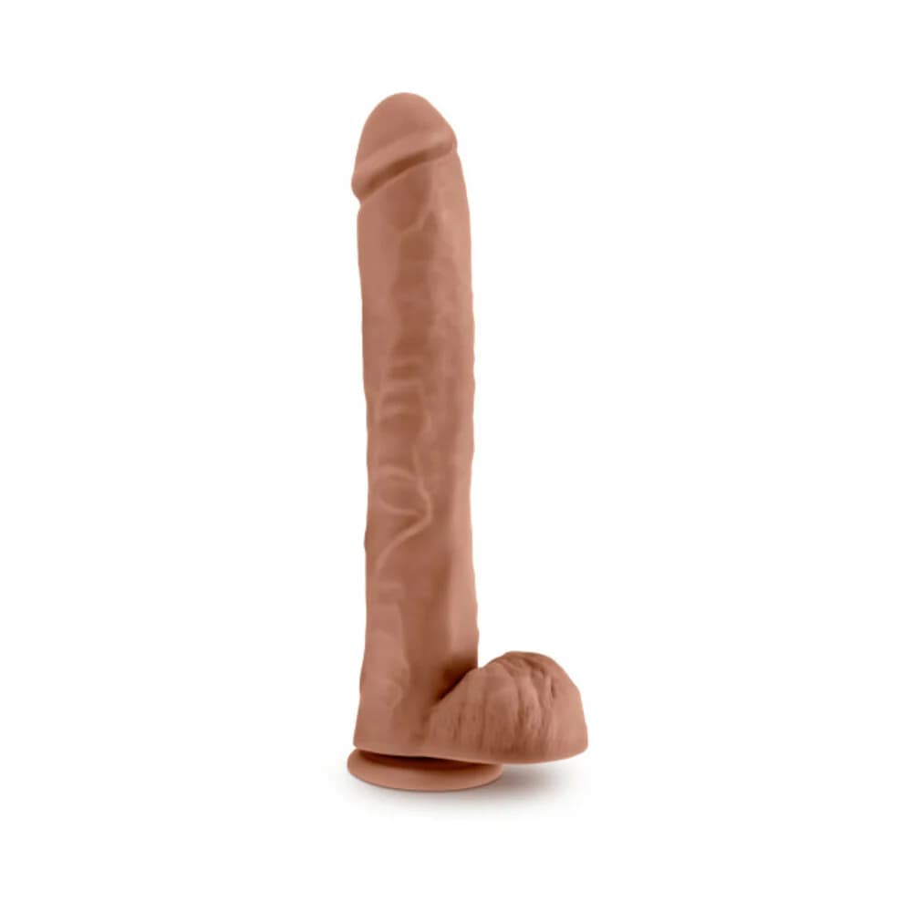 Au Naturel Daddy 14 in. Posable Dual Density Dildo with Balls Tan thumbnail 3