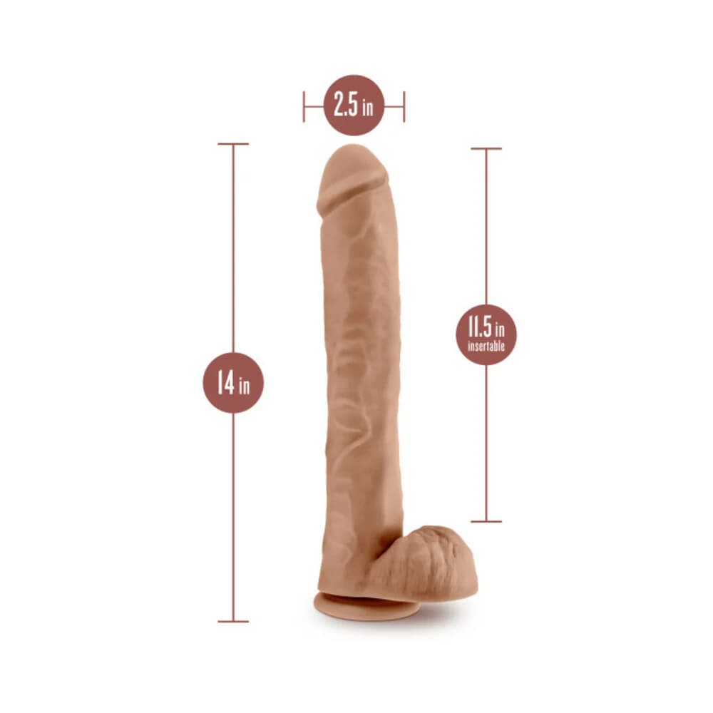 Au Naturel Daddy 14 in. Posable Dual Density Dildo with Balls Tan thumbnail 5