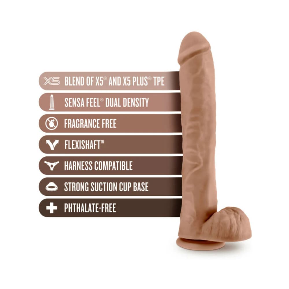 Au Naturel Daddy 14 in. Posable Dual Density Dildo with Balls Tan thumbnail 6