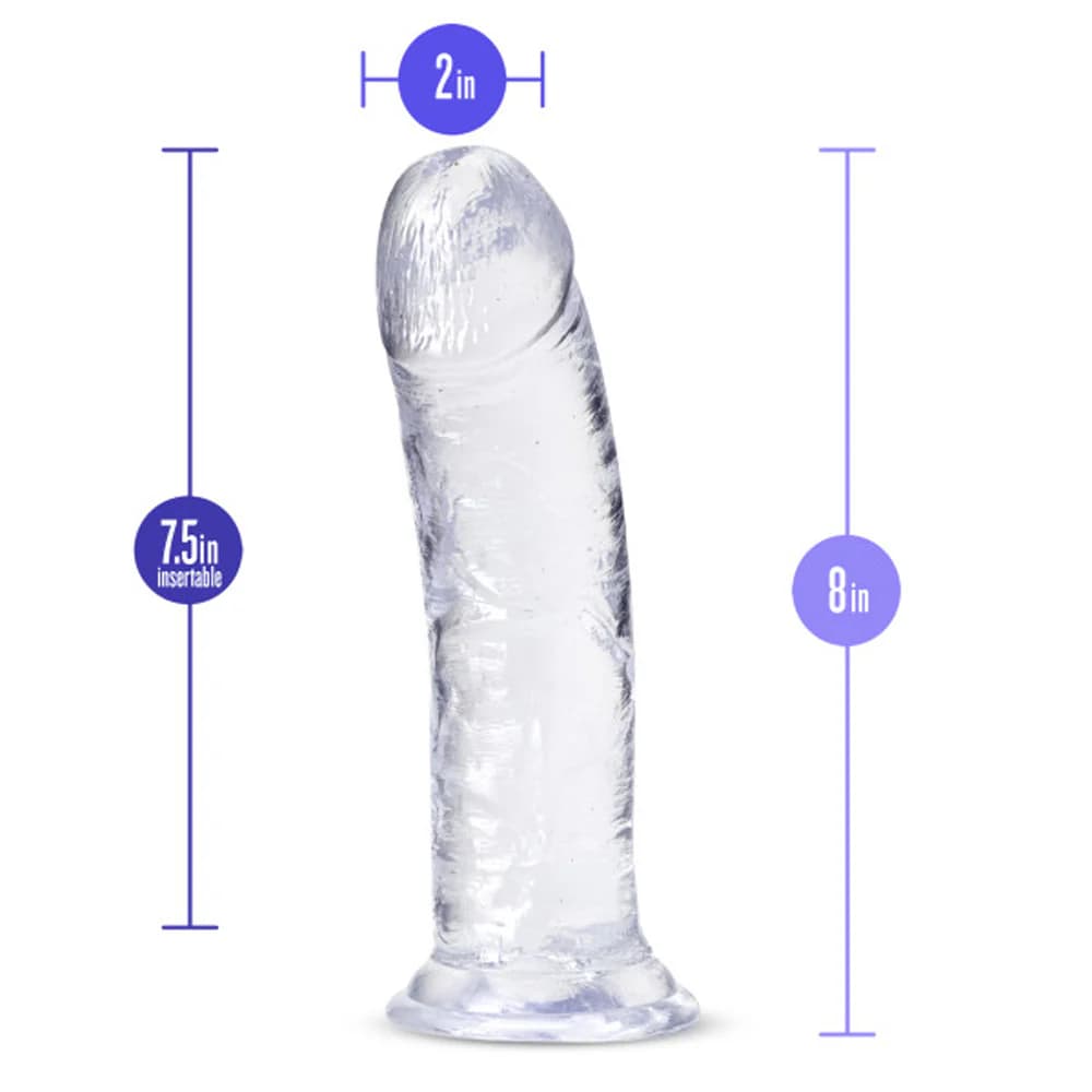 B Yours Plus Roar n' Ride 8 in. Dildo Clear thumbnail 5
