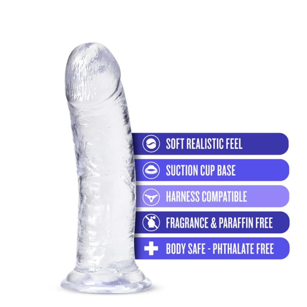 B Yours Plus Roar n' Ride 8 in. Dildo Clear thumbnail 6