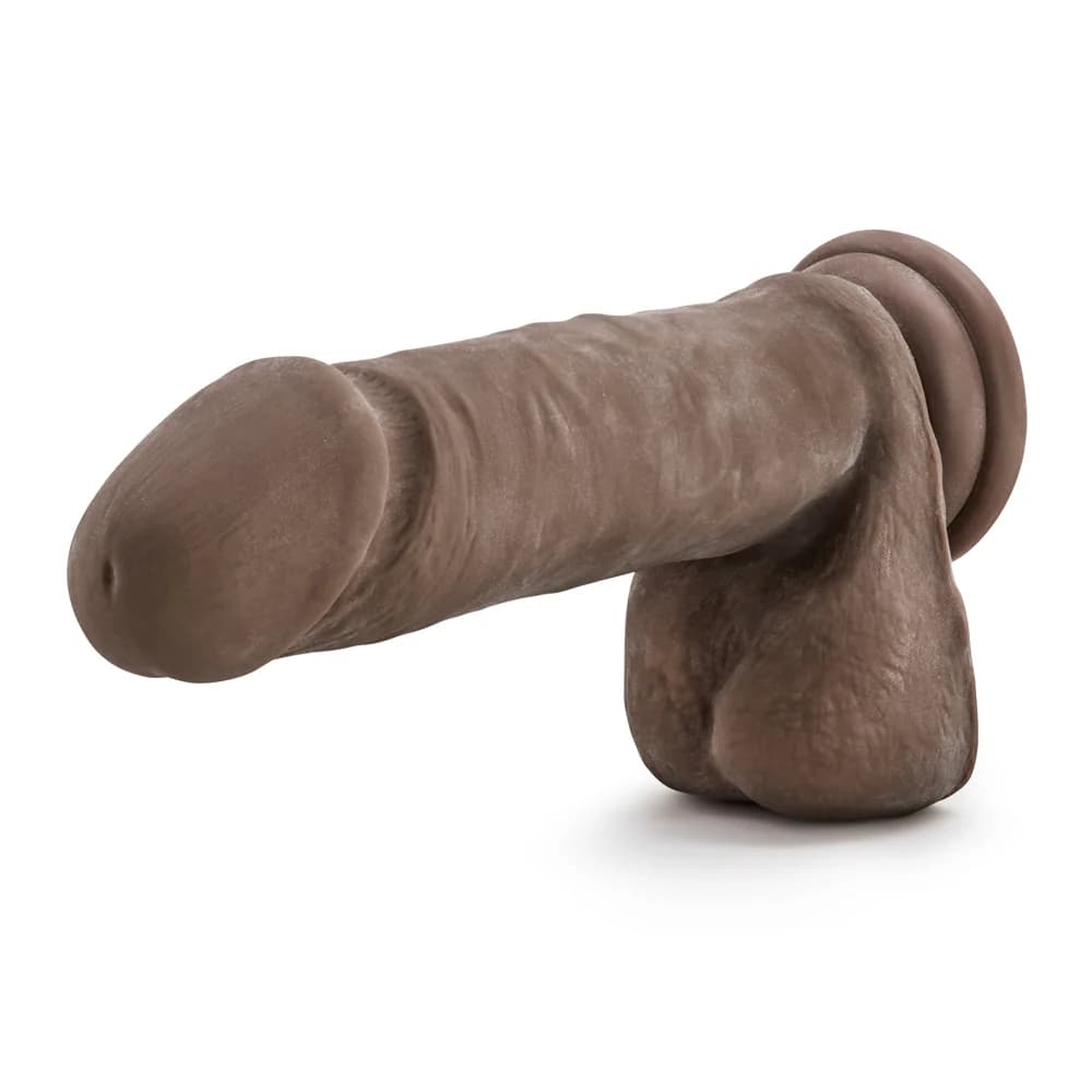Dr. Skin Plus Thick 9 in. Triple Density Posable Dildo with Balls Brown thumbnail 4