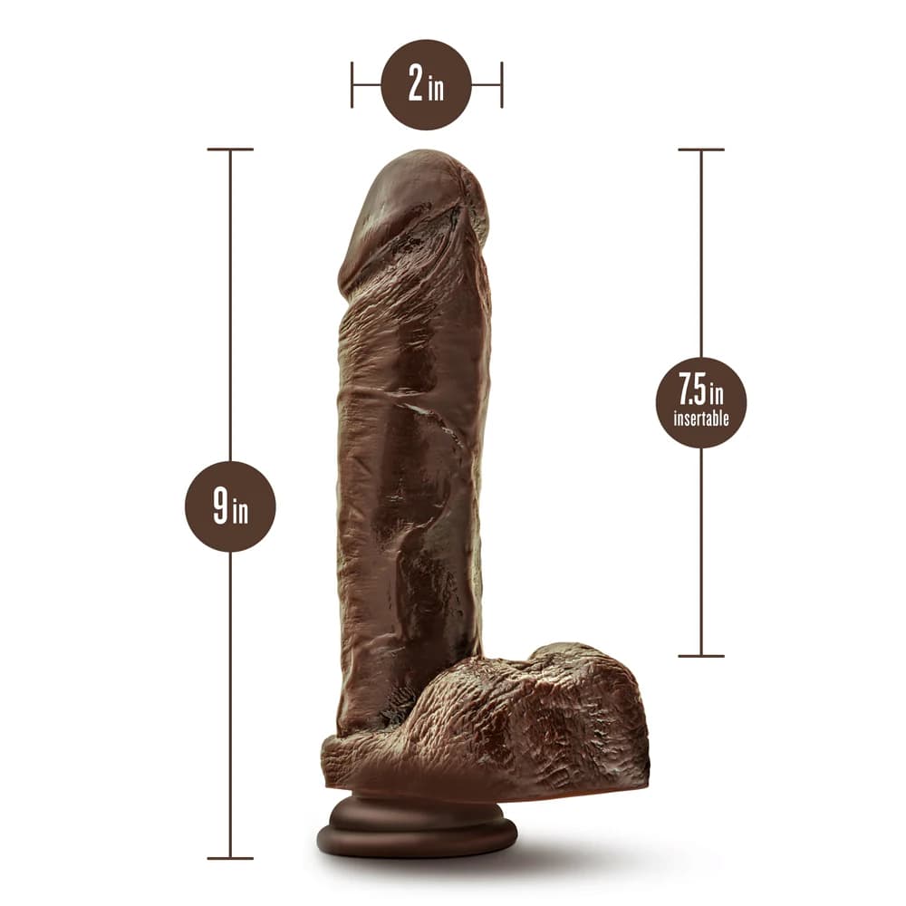 Dr. Skin Plus Thick 9 in. Triple Density Posable Dildo with Balls Brown thumbnail 6