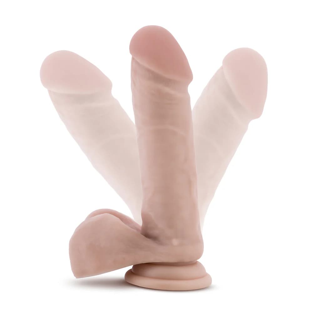 Dr. Skin Plus Realistic 8 in. Triple Density Posable Dildo with Balls Beige thumbnail 6