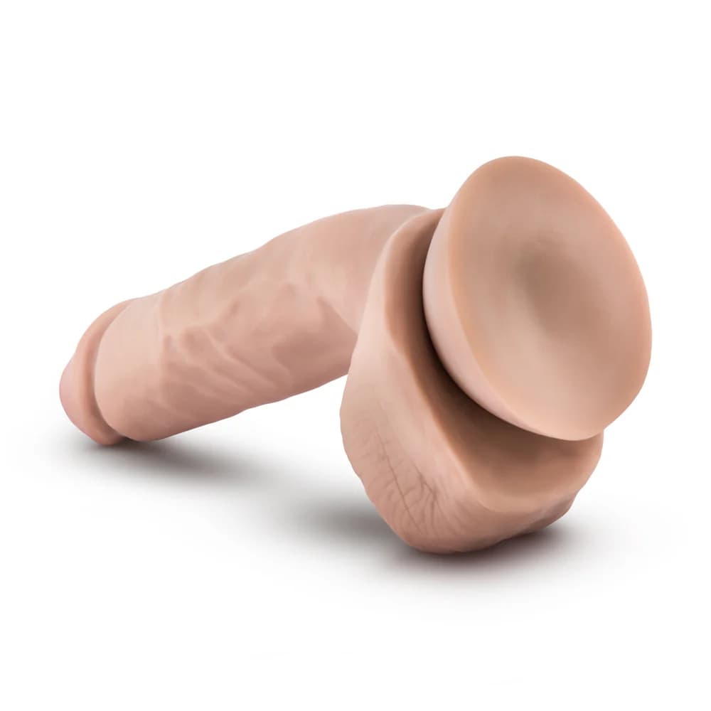 Dr. Skin Plus Thick 8 in. Triple Density Posable Dildo with Balls Beige thumbnail 5