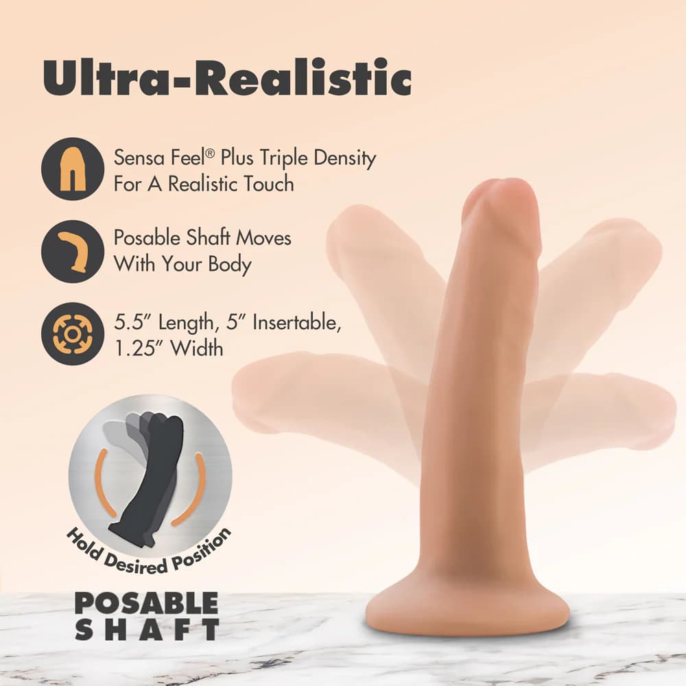 Dr. Skin Plus Realistic 5 in. Triple Density Posable Dildo Beige thumbnail 8