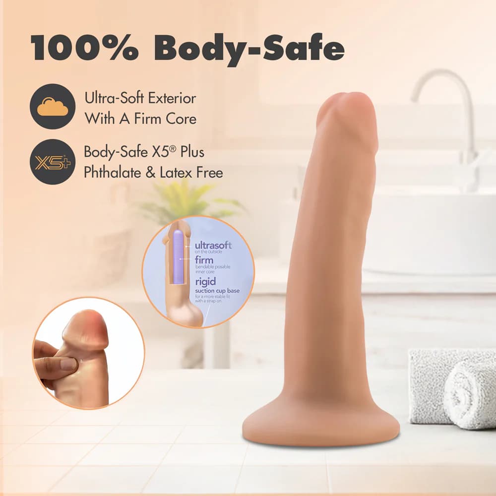 Dr. Skin Plus Realistic 5 in. Triple Density Posable Dildo Beige thumbnail 10
