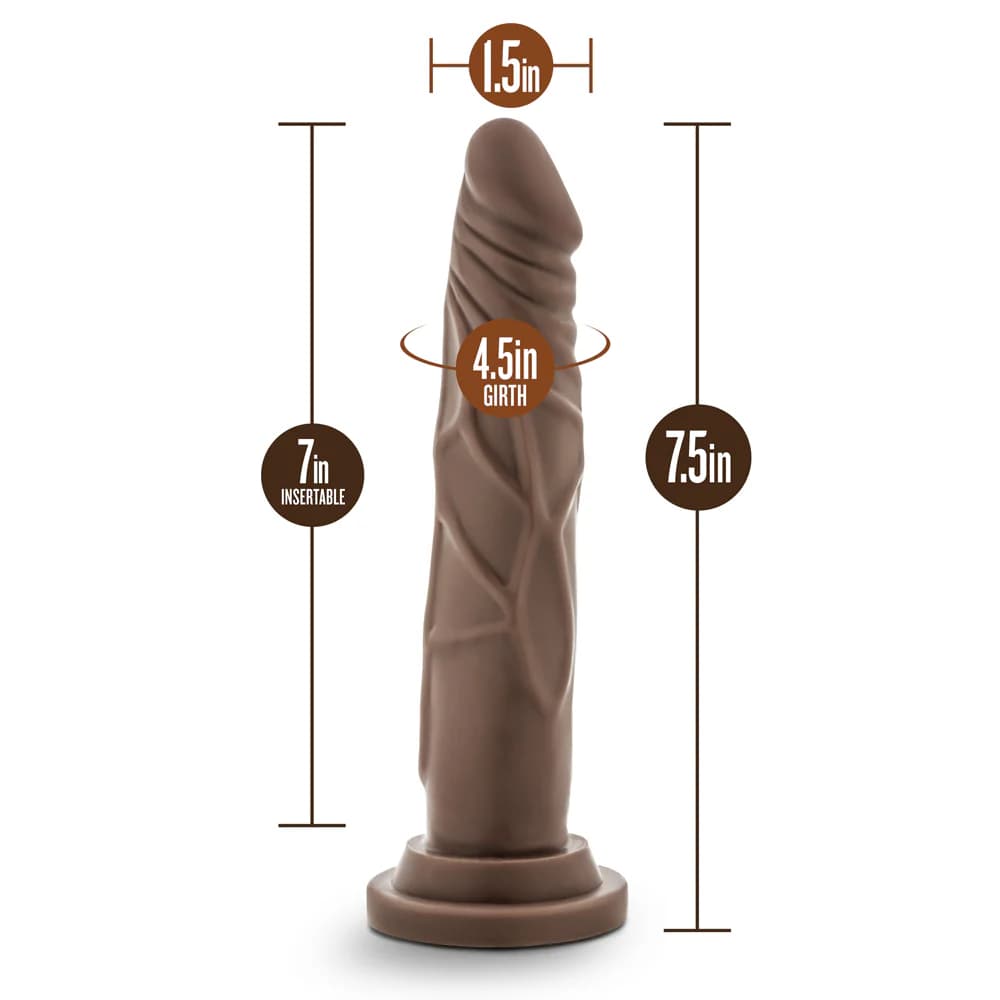 Dr. Skin Silicone Dr. Carter Realistic 7 in. Posable Dildo Brown thumbnail 6