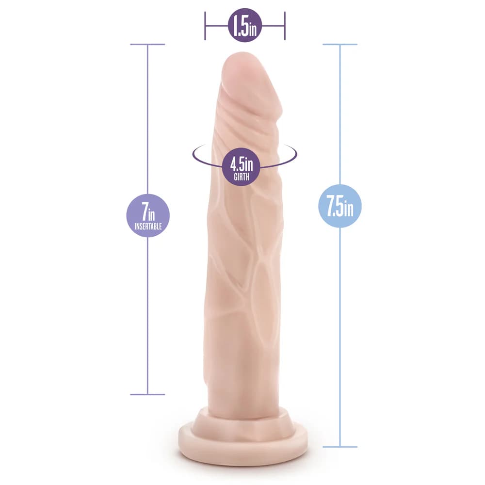 Dr. Skin Silicone Dr. Carter Realistic 7 in. Posable Dildo Beige thumbnail 5