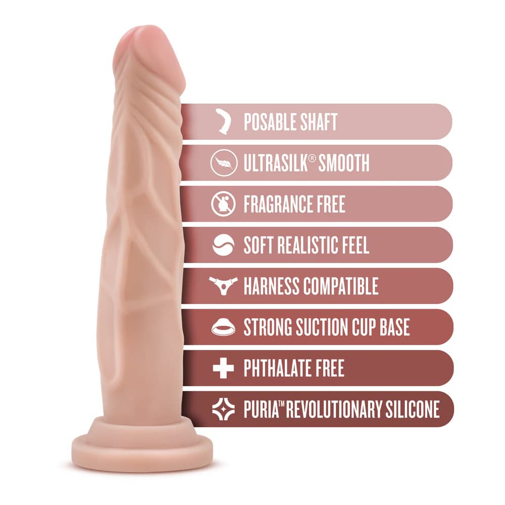 Dr. Skin Silicone Dr. Carter Realistic 7 in. Posable Dildo Beige thumbnail 6