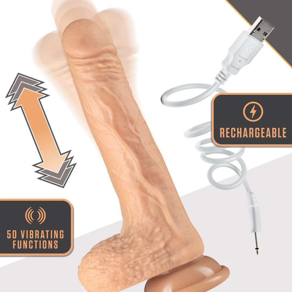 Dr. Skin Silicone Dr. Grey 7.75 in. Thrusting & Gyrating Dildo with Remote Control Beige thumbnail 8