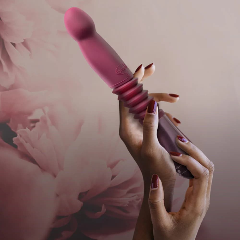Temptasia Trixie Rechargeable 10 in. Silicone Thrusting Dildo Wine thumbnail 6
