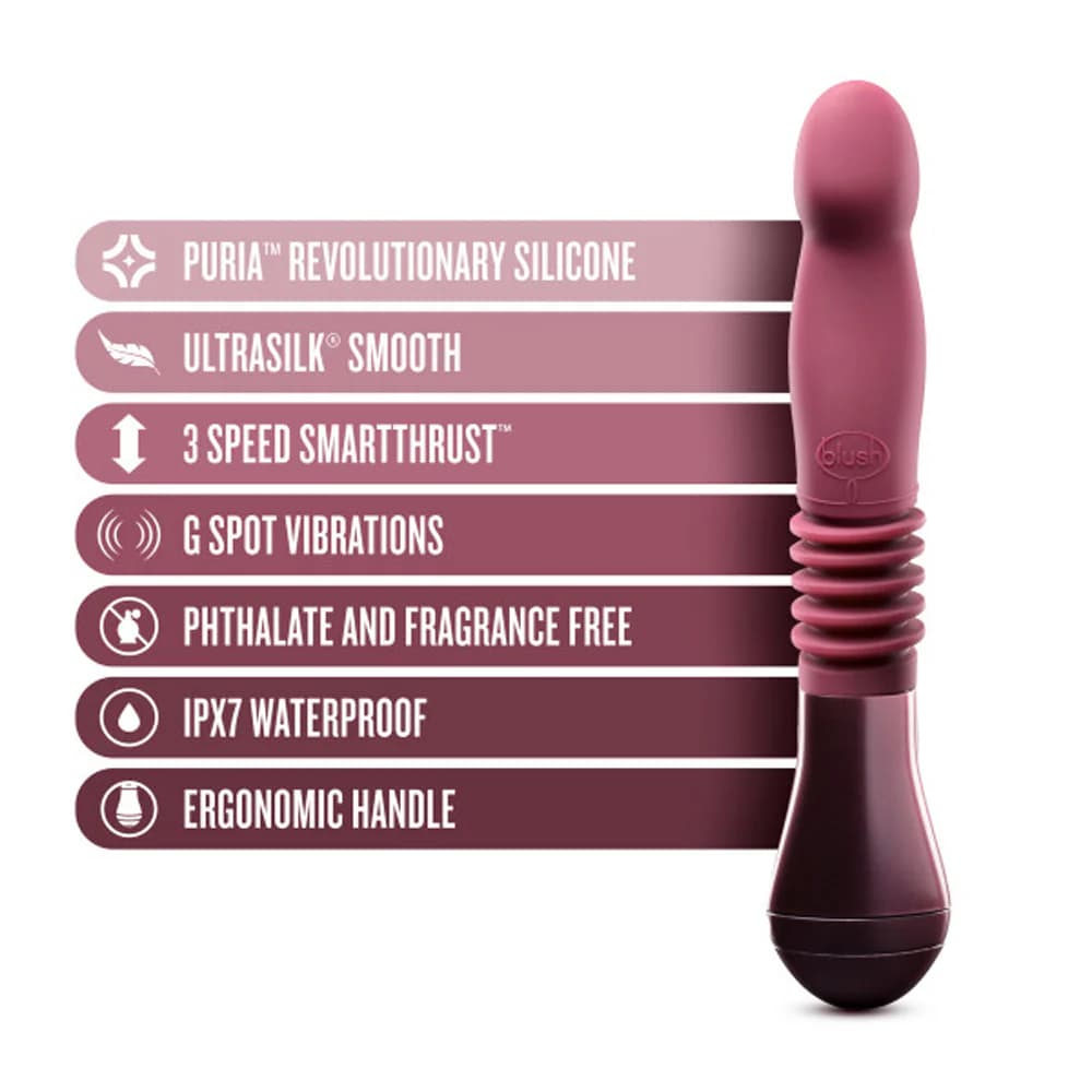 Temptasia Trixie Rechargeable 10 in. Silicone Thrusting Dildo Wine thumbnail 8