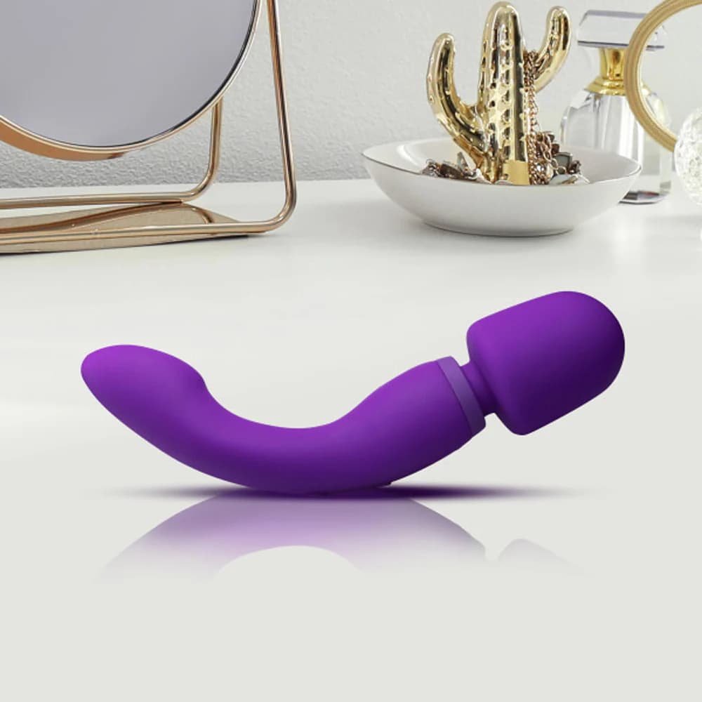 Wellness Dual Sense Rechargeable Silicone Dual Ended G-Spot & Wand Vibrator Purple thumbnail 6