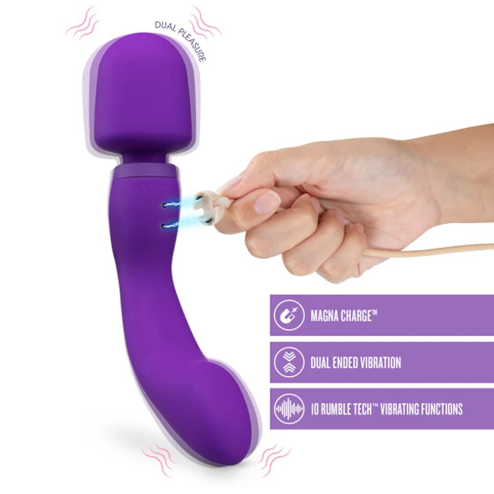 Wellness Dual Sense Rechargeable Silicone Dual Ended G-Spot & Wand Vibrator Purple thumbnail 8
