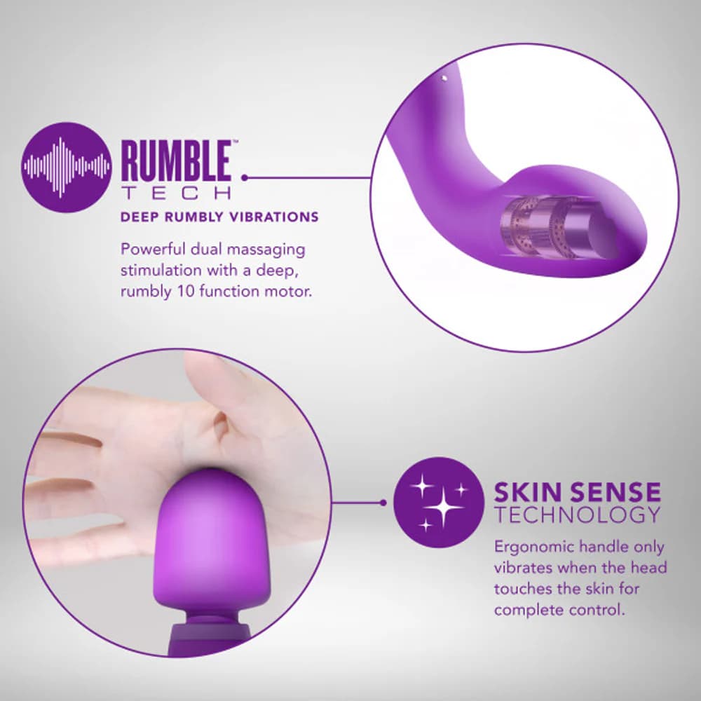 Wellness Dual Sense Rechargeable Silicone Dual Ended G-Spot & Wand Vibrator Purple thumbnail 9