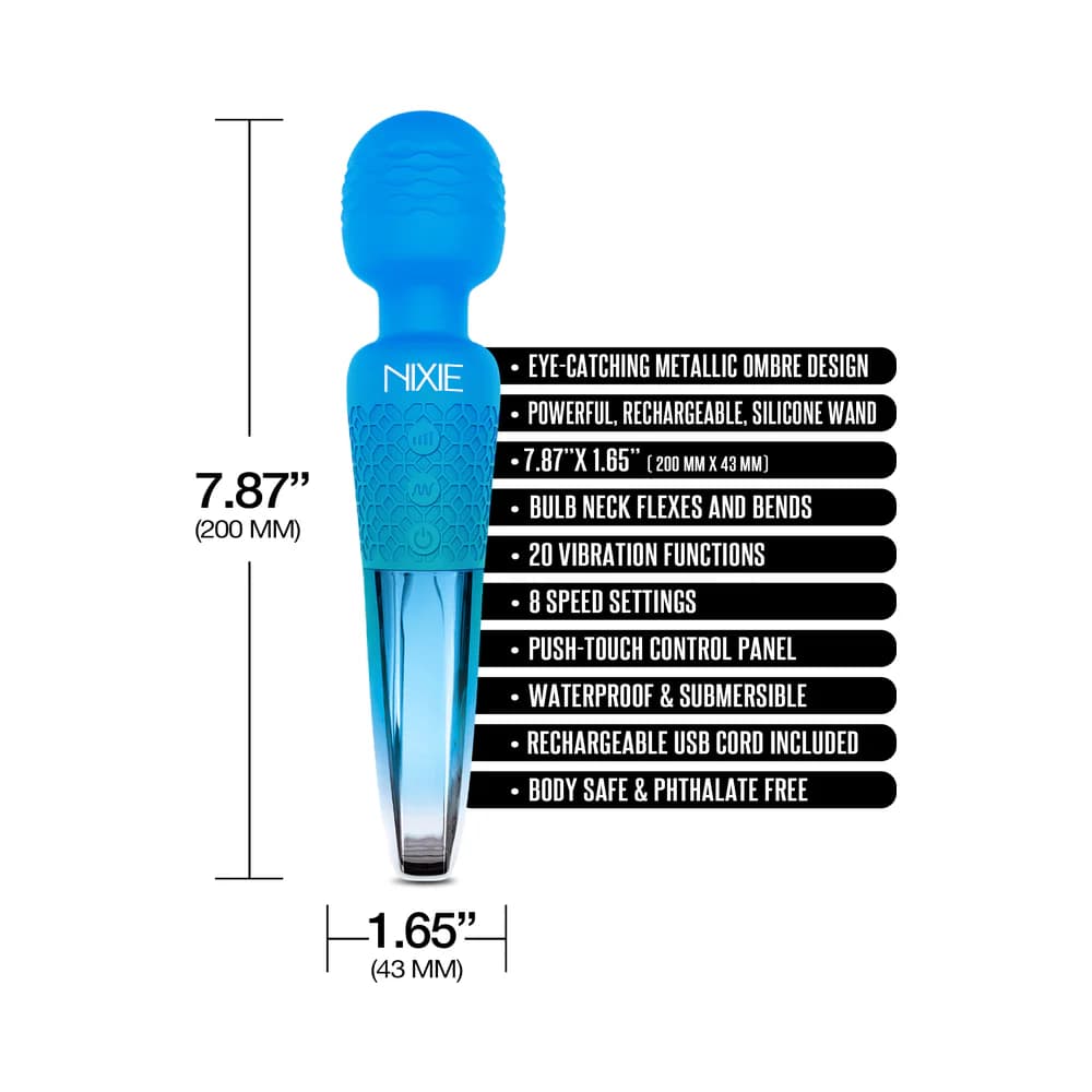 Nixie Rechargeable Wand Massager Blue Ombre Metallic thumbnail 4
