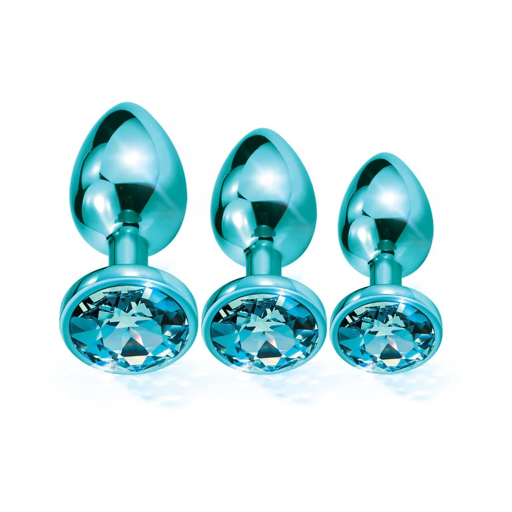 Nixie Metal Butt Plug Trainer Set 3-Piece Blue Metallic thumbnail 2