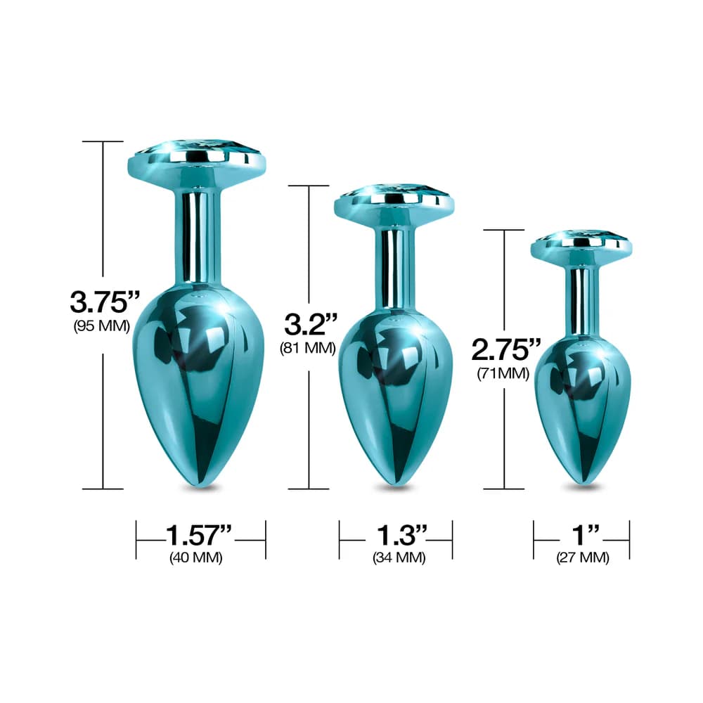 Nixie Metal Butt Plug Trainer Set 3-Piece Blue Metallic thumbnail 3