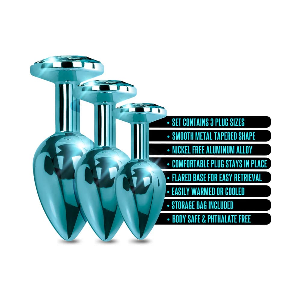 Nixie Metal Butt Plug Trainer Set 3-Piece Blue Metallic thumbnail 4