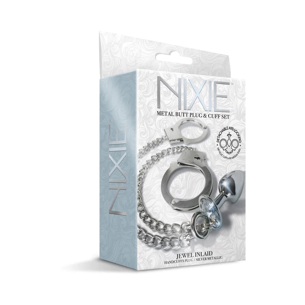Nixie Metal Butt Plug & Handcuffs Set Silver thumbnail 2