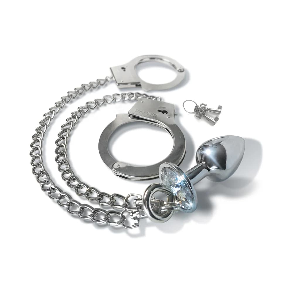 Nixie Metal Butt Plug & Handcuffs Set Silver thumbnail 3